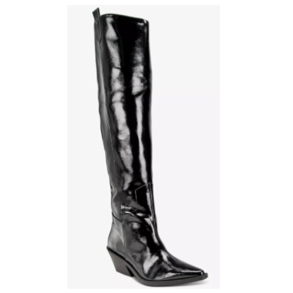 Wild Pair Women Luela Faux Leather Over-The-Knee Western Boots Black Size 6M NWT